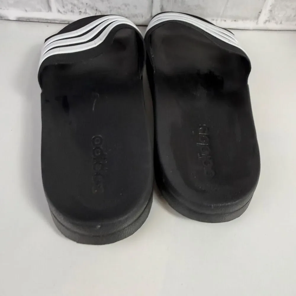 Adidas Three Stripe Slide Black White Size 13